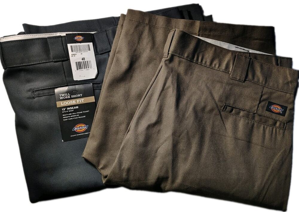 Dickies Shorts size 48 Twill Work 13 inseam Loose Fit Gray Brown Pocket New Mens
